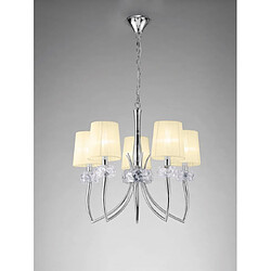 Luminaire Center Suspension Loewe 5 Ampoules E14, chrome poli avec Abat jour blancs