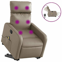 Maison Chic Fauteuil Relax pour salon, Fauteuil inclinable de massage électrique cappuccino similicuir -GKD27682