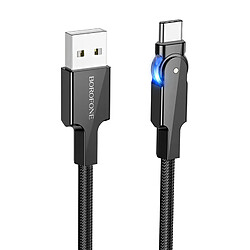 Borofone Câble USB vers USB C 3A Nylon Tressé 1.2m Connecteur Rotatif 180 Noir