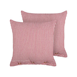 Beliani Lot de 2 coussins AALITA Coton 45 x 45 cm À rayure Rouge