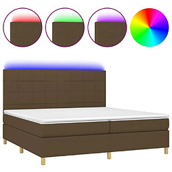 Maison Chic Lit adulte- Lit + matelas + LED,Sommier à lattes de lit matelas et LED Marron foncé 200x200 cm -GKD76999