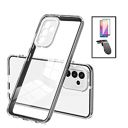 PHONECARE Kit Coque 360 Airbag Anti-Drop Caméra Protection +Support L Safe Driving + 5D Full Cover pour Samsung Galaxy A04s - Transparent