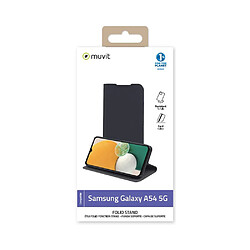 Muvit Étui pour Galaxy A54 5G Édition Folio Stand avec Emplacements de Cartes Noir