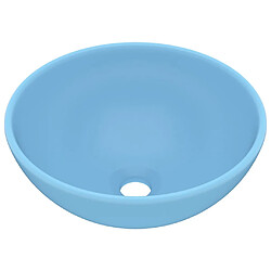 vidaXL Lavabo rond de salle de bain Bleu clair mat 32,5x14cm Céramique