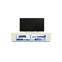 Mpc Meuble TV Blanc Mat Façades En Beige Laquées LED Bleu (hxlxp) : 30 X 135 X 39