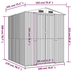 vidaXL Abri de jardin Marron foncé 192x191x223 cm Acier galvanisé pas cher