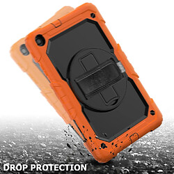 Coque en TPU + Silicone avec béquille et sangle Orange/noir pour votre Samsung Galaxy Tab A 10.1 (2019) SM-T510/T515