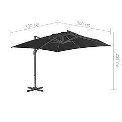 vidaXL Parasol de jardin en porte-à-faux avec mât en aluminium noir pas cher