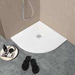 Kiamami Valentina PLATEAU DE DOUCHE DEMI-CIRCULAIRE 80X80 BLANC EN RÉSINE | MUSE