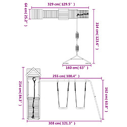 vidaXL Aire de jeux d'extérieur bois massif de douglas pas cher