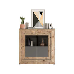 Bestmobilier Wexford - buffet haut - gris et bois - 120 cm