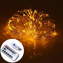 Wewoo Guirlande argent et blanc 10m 100 LEDs 8 Modes USB Fil Chaîne Lumière Fée Lampe Décorative avec 13 touches Télécommande, DC 5V Chaud