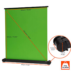 Écran à fond vert celexon mobile Chroma Key Green 150 x 180 cm