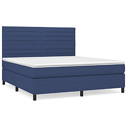 vidaXL Sommier à lattes de lit avec matelas Bleu 180x200 cm Tissu