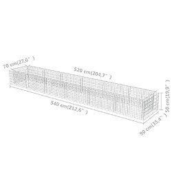 vidaXL Lit surélevé à gabion Acier galvanisé 540x90x50 cm pas cher