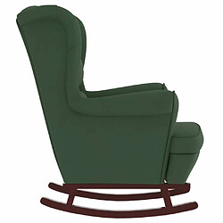 Acheter Maison Chic Fauteuil à bascule et pieds,Fauteuil pour relax en bois d'hévéa Vert foncé Velours -MN74090