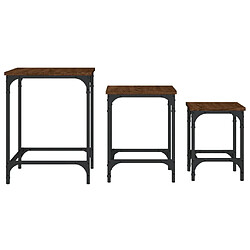 Maison Chic Lot de 3 Tables basses gigognes pour salon | Table à café chêne marron bois d'ingénierie -GKD63672 pas cher