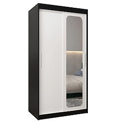 Abiks Meble Armoire PROMO T2 À Portes Coulissantes 200/100/62 2 Portes (Noir/Blanc)