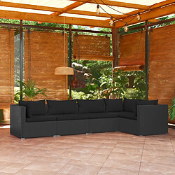 Maison Chic Salon de jardin 5 pcs + coussins - Mobilier/Meubles de jardin - Table et chaises d'extérieur Résine tressée Noir -MN59786