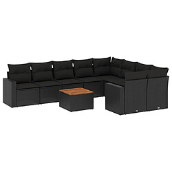 Maison Chic Salon de jardin 10 pcs avec coussins, Ensemble Tables et chaises d'extérieur noir résine tressée -GKD206853