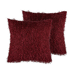 Beliani Lot de 2 coussins HELLEBORE 45 x 45 cm Unicolore Rouge foncé