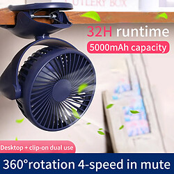 Acheter Universal Portable mini ventilateur clip ventilateur de bureau USB rechargeable ventilateur de bureau 360 degrés rotatif réglable clip de bureau ventilateur (bleu)