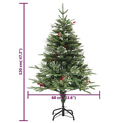 vidaXL Sapin de Noël pré-éclairé et pommes de pin vert 120cm PVC et PE pas cher