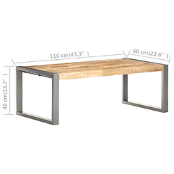 vidaXL Table basse 110x60x40 cm Bois de manguier brut pas cher