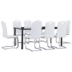 vidaXL Ensemble de salle à manger 9 pcs Similicuir Blanc