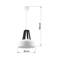 Acheter Luminaire Center Suspension CASCO acier/bois/plastique blanc/noir 1 ampoule