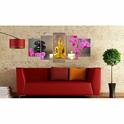 Paris Prix Tableau Imprimé Golden Buddha & Orchids 100 x 200 cm