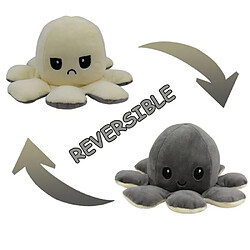 RedMiter Peluche poulpe réversible double face 20 cm -gris + beige