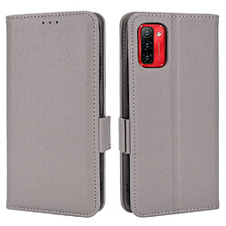 Etui en PU texture litchi, fermoir magnétique double, anti-chocs avec support, gris pour votre Ulefone Note 12P