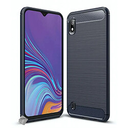 Htdmobiles Coque silicone gel carbone pour Samsung Galaxy A10 + film ecran - BLEU FONCE