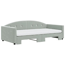 Avis Maison Chic Lit de jour et gigogne et matelas, Lit de repos Lit d'invité pour Salon Chambre,Canapé-lit gris clair 100x200 cm velours -MN90092