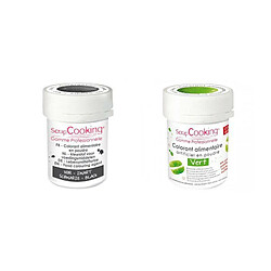 Scrapcooking 2 colorants alimentaires en poudre - vert-noir