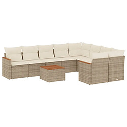 Maison Chic Salon de jardin avec coussins 10 pcs | Ensemble de Table et chaises | Mobilier d'Extérieur beige résine tressée -GKD41532