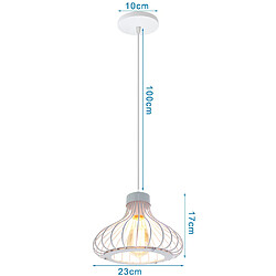 Stoex Métal Suspension Blanc Cage Industriel Vintage Suspensions Luminaire Métal Retro Antique Suspensions Luminaire Cage Edison Culot E27 Plafonnier Luminaire pas cher