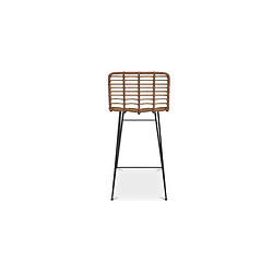 Acheter ICONIK INTERIOR Tabouret de bar en rotin avec dossier - Boho Bali Design - 75cm - Catori Bois naturel