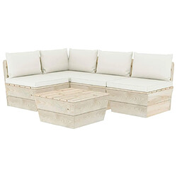 Maison Chic Salon de jardin palette 5 pcs avec coussins - Table et chaises d'extérieur - Mobilier/Meubles de jardin Moderne épicéa imprégné -MN76435