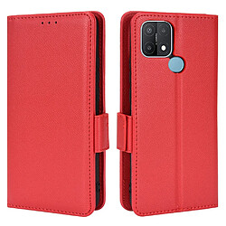 Etui en PU texture litchi avec support, rouge pour votre Oppo A15/A15s/A35 (2021)