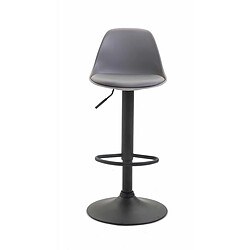 Decoshop26 Tabouret de bar avec repose-pieds design moderne dossier en plastique et synthétique gris pieds noir mat 10_0000301