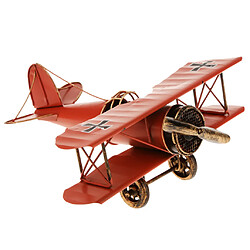 Cru Modèle Biplan Avion Métallique Avions Militaires Décor à La Maison Rouge Toy