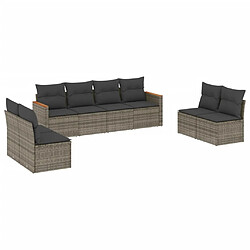 Maison Chic Ensemble Tables et chaises d'extérieur 8 pcs avec coussins,Salon de jardin gris résine tressée -GKD287666