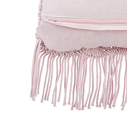 Beliani Coussin YANIKLAR Coton 40 x 40 cm Unicolore Macramé Rose pas cher