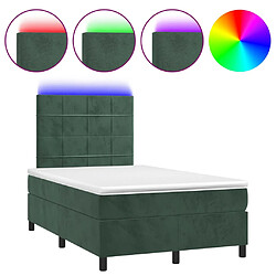 vidaXL Sommier à lattes de lit matelas et LED Vert foncé 120x200 cm