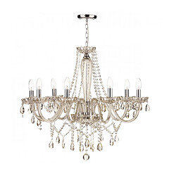 Luminaire Center Suspension Raphael verre champagne et chrome poli 8 ampoules