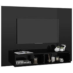 Maison Chic Meuble TV scandinave mural suspendu - Noir brillant 120x23,5x90 cm Aggloméré -MN25957 pas cher