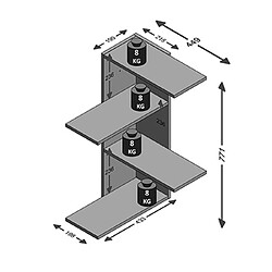 Acheter Mes Etagère d'angle 44,5x44,5x77 cm chêne et anthracite