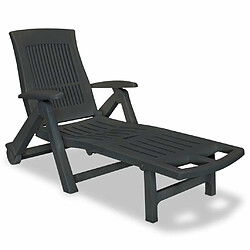 Maison Chic Chaise longue avec repose-pied | Bain de soleil Relax | Transat Plastique Anthracite -GKD38495